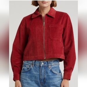 NWT INDUSTRY Republic Clothing  cropped Corduroy Jacket In Bourbon Red